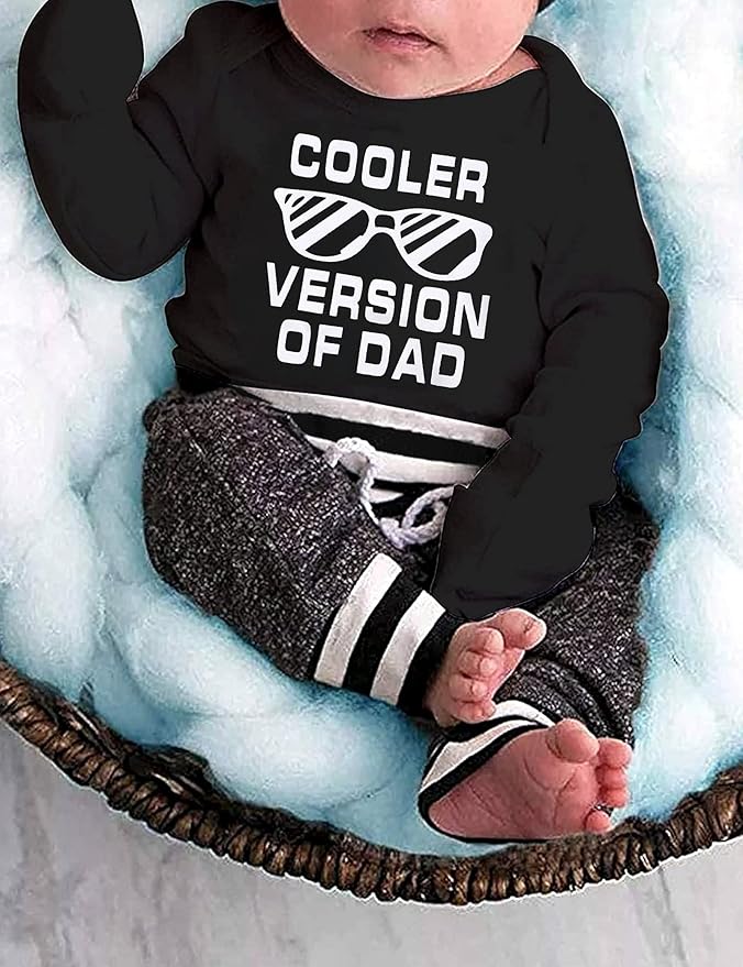 Fommy Newborn Baby Boy Clothes New to The Crew Letter Print Romper+ Pants+Hat 3PCS Outfit