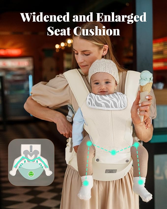 MOMTORY Baby Carrier, Baby Holder Carrier Newborn to Toddler - Ergonomic, Plus Size Friendly, Cozy and Breathable Baby Carrier with Hip seat for 7-50lbs