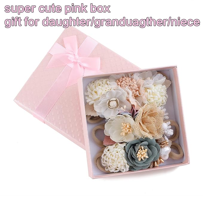 Baby Girl Headbands Nylon Flower Elastic Hairbands 3pcs Hair Accessories Gift for Newborn Infant Toddlers (93#)