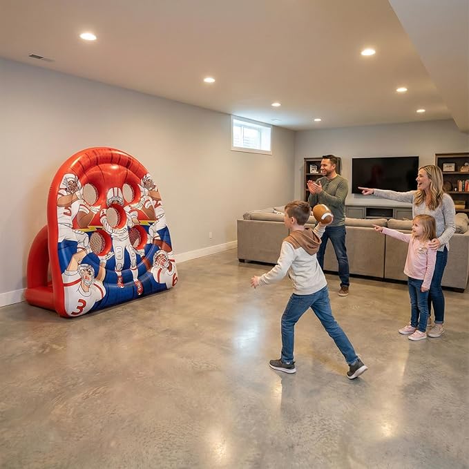 6FT Giant Inflatable Football Target Toss Game - Fun Indoor & Outdoor Yard Games for Kids & Adults, Football Party Throwing Games, Carnival Games, Camping & Tailgate Lawn Activities