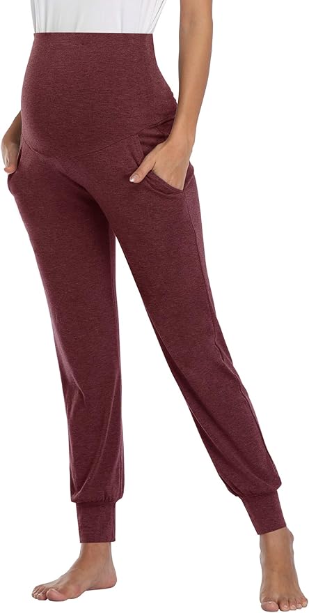 AMPOSH Women's Maternity Pants Stretchy Lounge Workout Sweatpants Casual Loose Comfy Pregnancy Joggers with Pockets