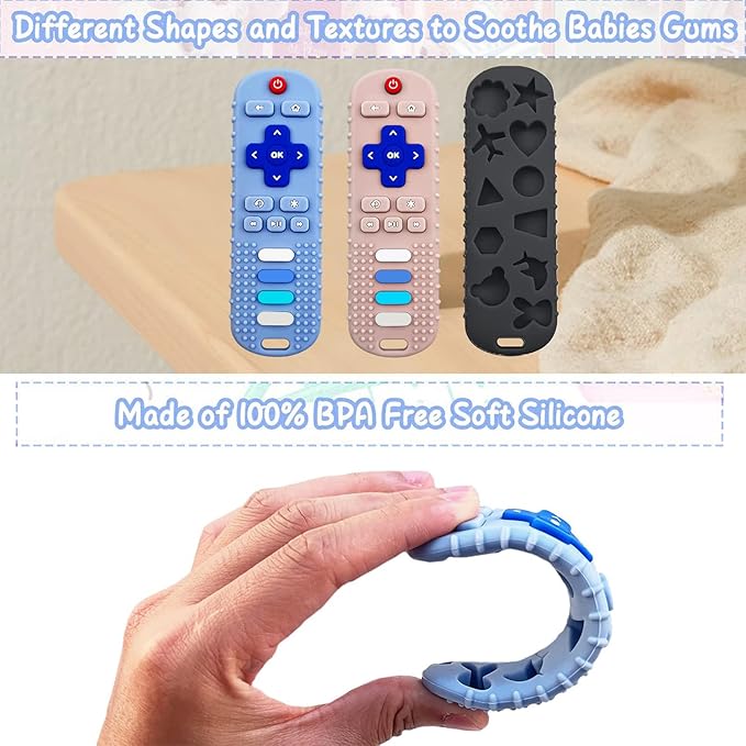 Baby Teether Toys - TV Remote Control Shape Silicone Toddler Teething Toys for Babies 6-12 Months
