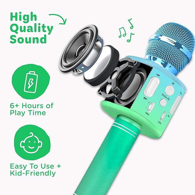 Move2Play, Kids Karaoke Microphone | Includes Pre-Loaded Songs & Bluetooth | Kids Birthday & Easter Gift | Toy for All Ages 2, 3, 4, 5, 6+ Year Old Girls, Boys & Toddlers