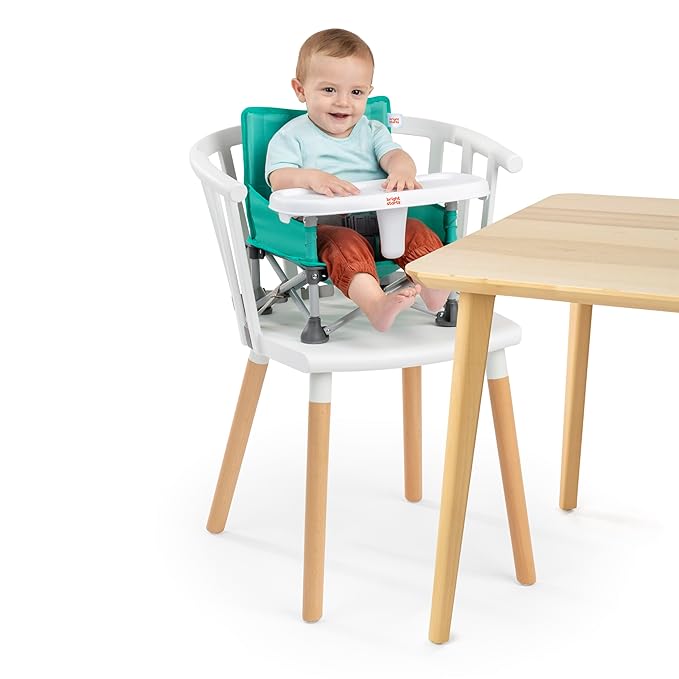 Bright Starts Pop 'N Sit Portable Booster, Indoor/Outdoor Use, Floor Seat with Feeding Tray, Teal, 6 Mos - 3 Yrs