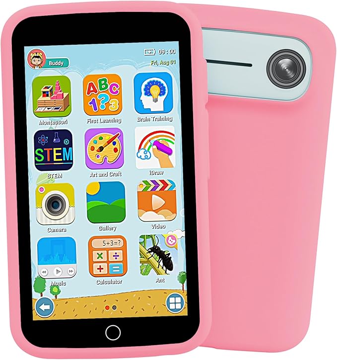 Kids Phone, Kids Smart Phone with 220+ Educational Games, 3.97" Touchscreen Learning Smart Phone Toy, 5MP Rear Camera, No SIM/Wi-Fi, Parental Controls, Rechargeable for Girls Ages 3–12
