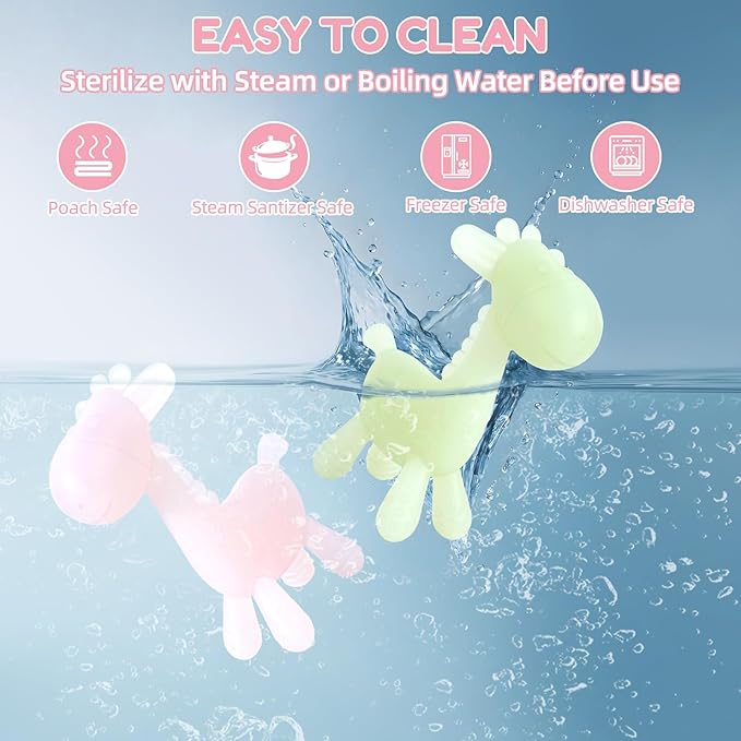 TYRY.HU Baby Teething Toys for Babies 0-6 6-12 Months,BPA Free Silicone Giraffe Teethers Toys, Soft-Textured Chew Toys, Montessori Sensory Toys for Boys Girls Teething Relief, 2 Pack