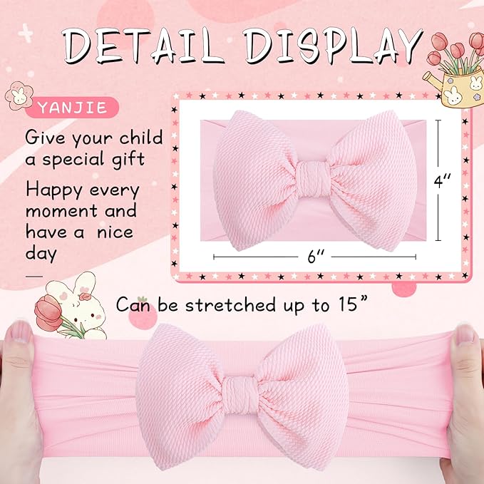 YanJie Infant, Newborn & Toddler Hair Accessories - Pretty Bow Headbands in Pink, Red & Blue