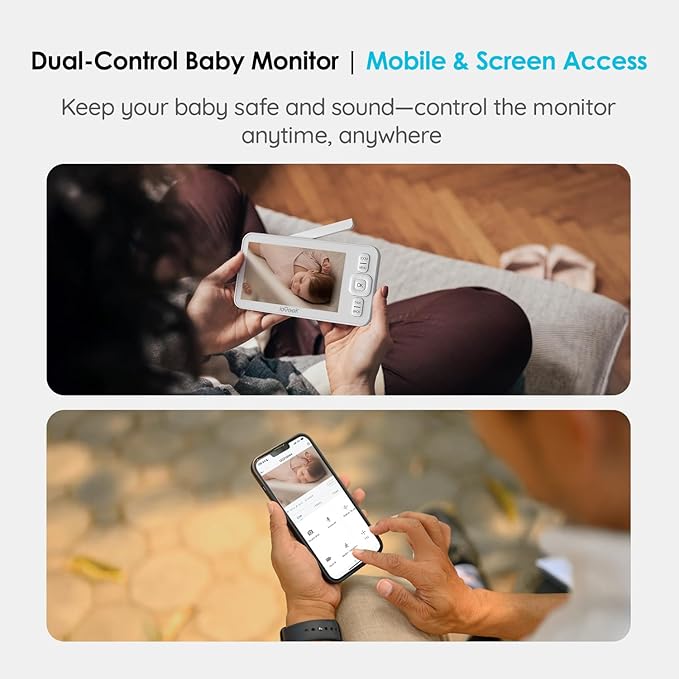 ieGeek Baby Monitor with Camera and Audio, 5" Large HD Display(No WiFi) & 1080P Camera & Free Smart App(WiFi), Upgraded Night Vision/PTZ/2-Way Audio/Auto Tracking Detection Notification and Alert