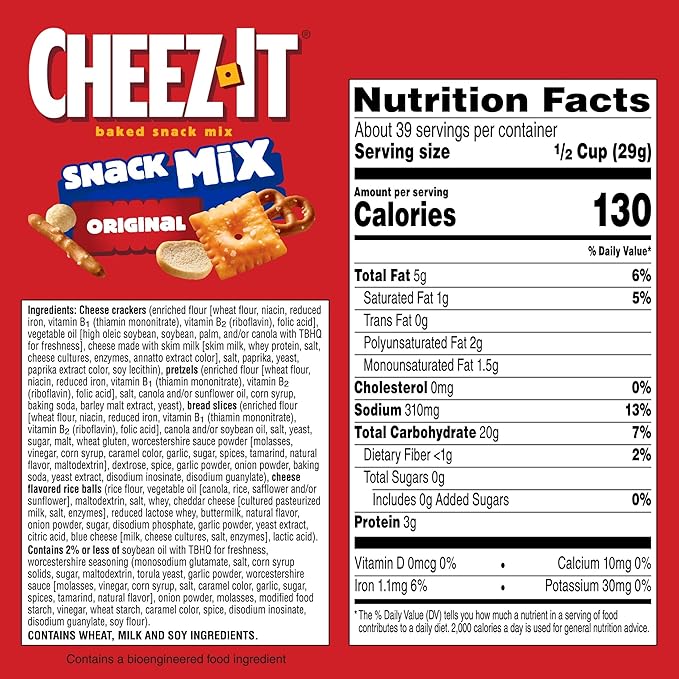 Cheez-It Snack Mix, Lunch Snacks, Office and Kids Snacks, Classic, 40oz Bag (1 Bag)