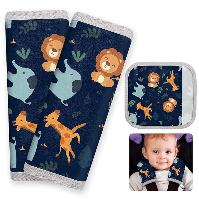 Seat Belt Cover Pad for Baby, Soft Seatbelt Cushion Covers for Kids 2Pcs Car Seat Strap Shoulder Pads for All Car Seats, Stroller, High Chair