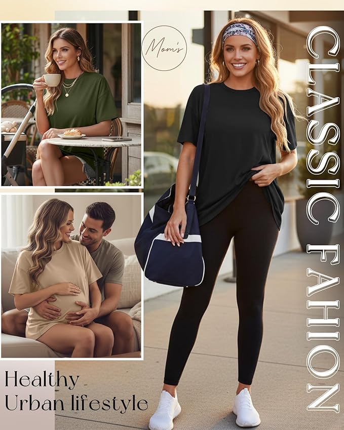 3 Pack Women's Oversize Nursing Breastfeeding Shirts Hidden Zipper Short Sleeve Loose Fit Maternity Tops