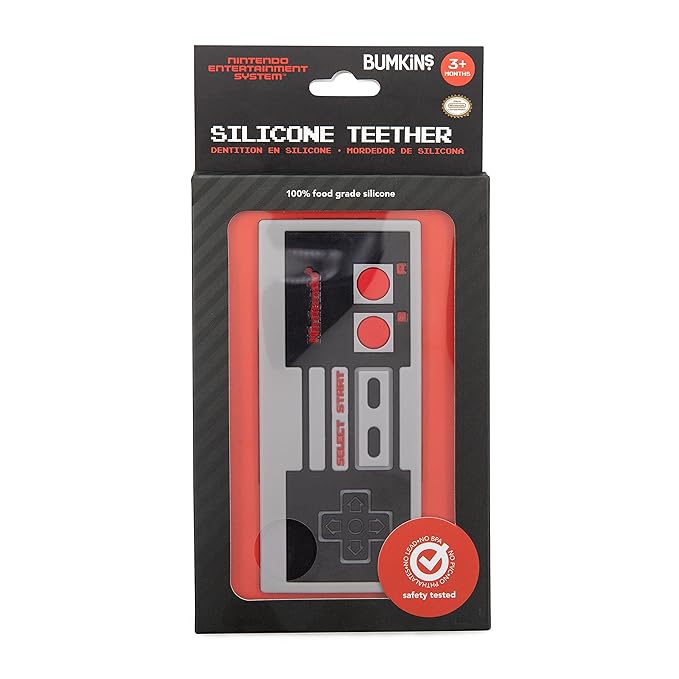 Bumkins Teething Freezer Toys (Nintendo Remote) Teether for Babies - Relief for Gums, For 3 Months Up, Freezable Silicone