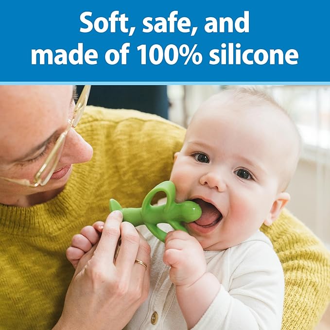 Dr. Brown's Peapod Teether and Training Toothbrush, Soft and Safe for Baby Gums and First Teeth, BPA Free, 100% Silicone, 3m+