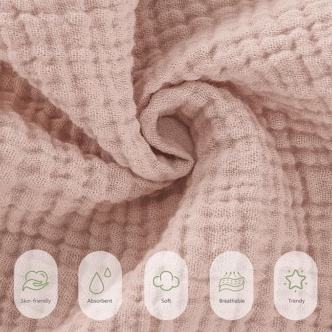 Susurration Muslin Burp Cloths 24x24 Inches Ultra Soft 100% Cotton, 4 or 7 Pack Baby Washcloths for Newborn, Absorbent Burp Rags & Swaddle Blankets