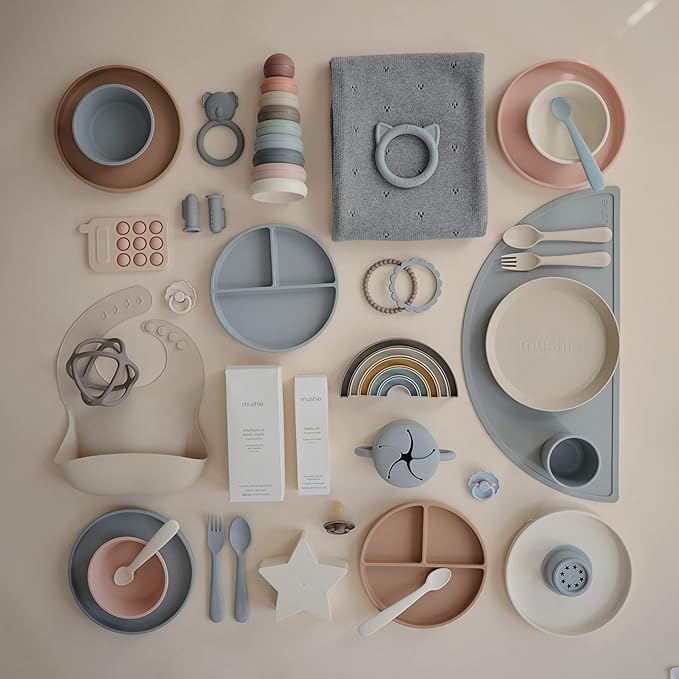 mushie Silicone Suction Plate | BPA-Free Non-Slip Design (Powder Blue)