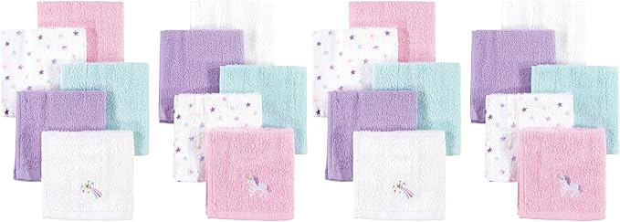 Hudson Baby Unisex Baby Super Soft Cotton Washcloths, Unicorn, One Size (Pack of 2)