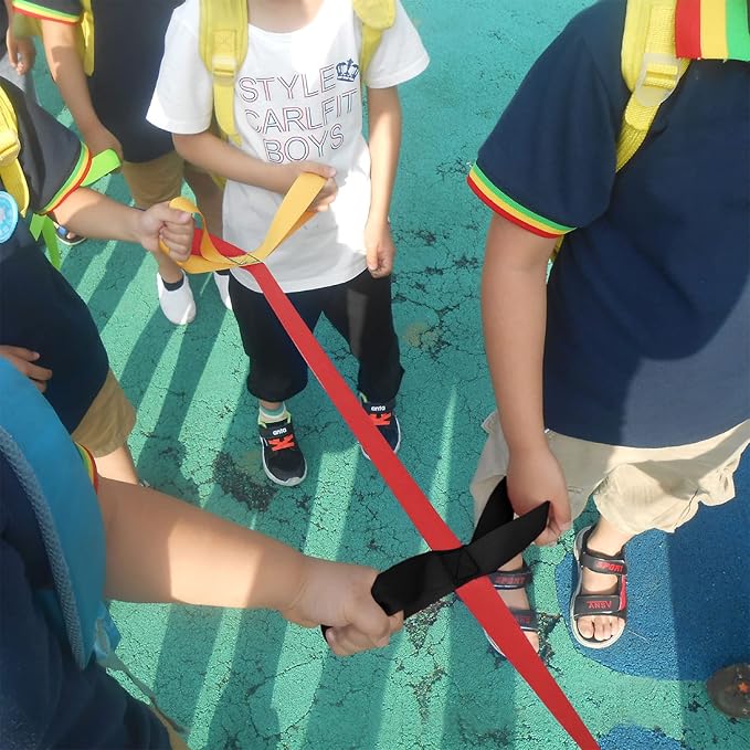 Coobbar Toddler Walking Rope,Colorful Walking Rope for Preschool Daycare School Kids Outdoor Colorful Handles to Keep Children Calm and Line (Holding Loop for 12 Children 2 Teachers) (Red)