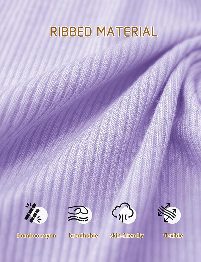 Jimonda Ribbed Rayon From Bamboo Baby Boys/Girls Sleepers, 2-Way Zipper Long Sleeve Footless Pajamas With Mittens Soft Pjs