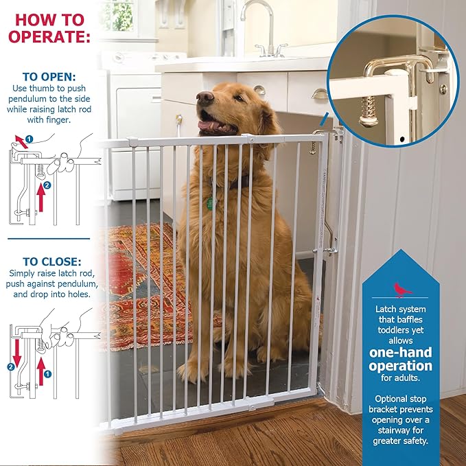 Cardinal Gates Duragate - Adjustable Width 26½"-41½" for an Extra Wide Pet Gate. Can be Used as a Dog Gate, Puppy Gate, or Pet Gate (White, MG25-W)