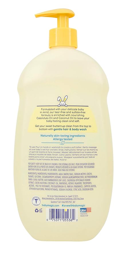 Baby Magic 2 In 1 Baby Wash & Shampoo, Calendula & Coconut, Calendula Oil & Coconut Oil, 30 Fl Oz