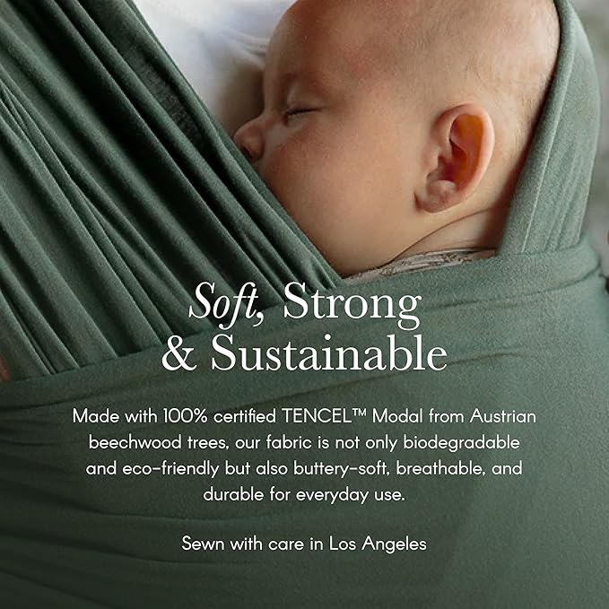 Solly Baby Wrap, Buttery-Soft Baby Carrier Newborn to Toddler 8-25 Lbs., Lightweight & Hands-Free Breathable Summer Carrier, Baby Wearing & Postpartum Essential, New Mom Gift, Natural + Grey Stripe