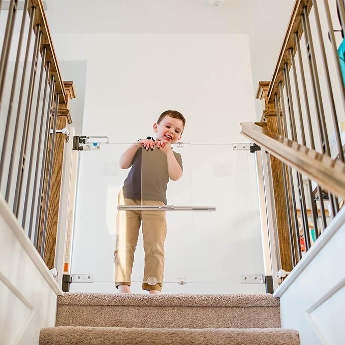 Qdos Safety Crystal Designer Baby Safety Gate - Meets Tougher European Standards - Modern Design and Unparalleled Safety - Beauty & Safety Together at Last - Simple Installation | Hardware Mount