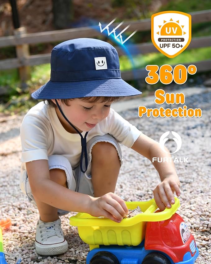 FURTALK Baby Sun Hat Smile Face Toddler Boys Girls Bucket Hat 0-5 Years Kids UPF 50+ Sun Protection Summer Hats