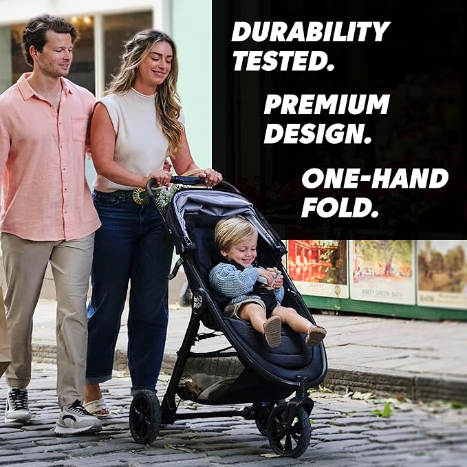 Baby Jogger City Mini GT3 All Terrain Stroller with Forever Air Rubber Tires and All Wheel Suspension with Magnetic Buckle and No-Rethread Harness, Height-Adjustable Handlebar, and Foot Brake