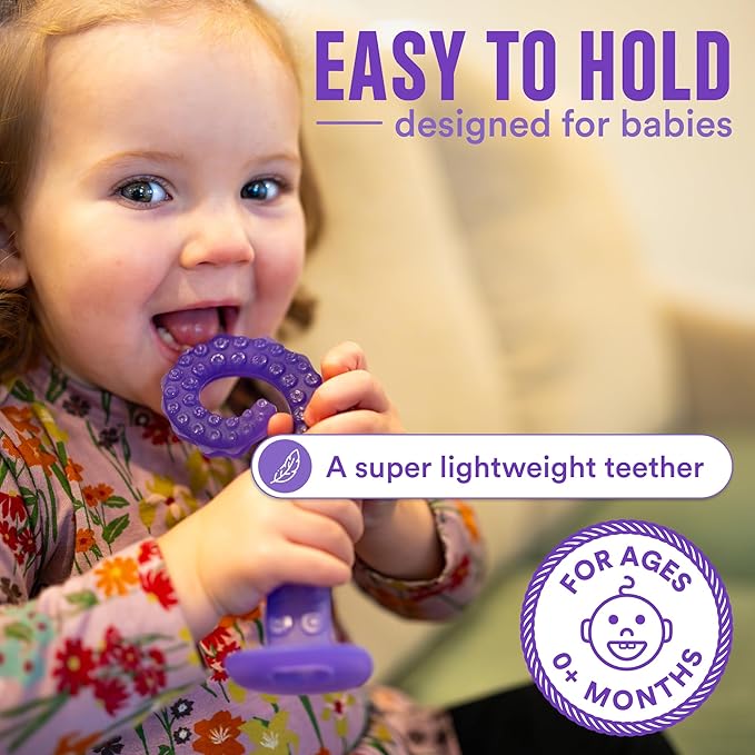 Baby Teething Toy, USA Made Infant Teether Toy, Medical Grade Silicone Baby Teether, Teething Relief for Babies 0-6 Months 6-12 Months 12-24 Months, Soothes Teething Pain