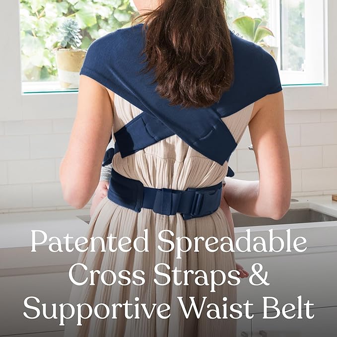 Ergobaby Embrace Baby Carrier Newborn to Toddler - Lightweight Ergonomic Baby Carriers - Cozy Essentials (7-25 Pounds), Ponte Knit, Midnight Blue
