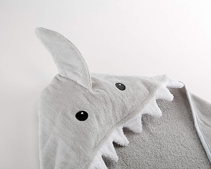 Baby Aspen Baby Shark Hooded Towel/Newborn Spa Bath Robe, Baby Beach Towel | Baby Bath Towel