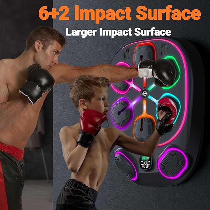 2025 New Model Smart Music Boxing Machine for Adults and Kids, Training Machine with LED Electronic Wall Mounted, Home Indoor Workout Equipment with Premium Boxing Gloves