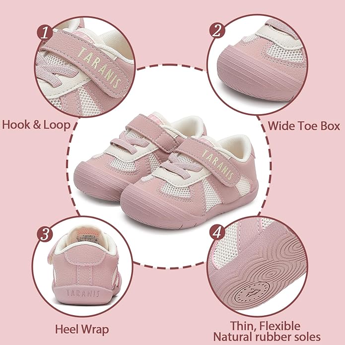 TARANIS Infant/Toddler Shoes Baby Sneaker Boy Girl First Walking Shoes Lightweight Non-Slip Newborn Crib Shoes