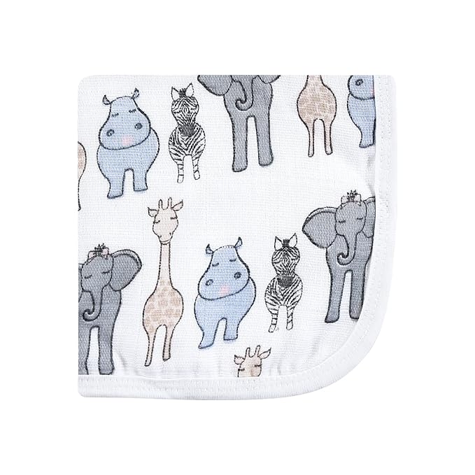 Hudson Baby Unisex Baby Cotton Muslin Washcloths, Pink Safari, One Size