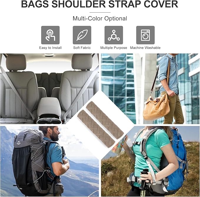 surpassme Car Seat Belt Pads Covers, 2PCS Seat Belt Shoulder Strap Covers Protector to Release Stress to Your Neck and Shoulder for a Safety Driving(Khaki)