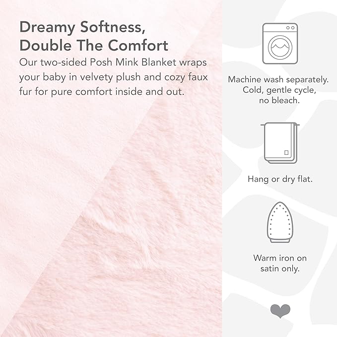 Little Giraffe Posh Mink Baby Blanket - Double-Sided Ultra Soft Plush Fabric, for New Moms, Newborn Must-Have for Girls, Cozy & Cuddly Comfort Blanket, 29" x 35", Pink