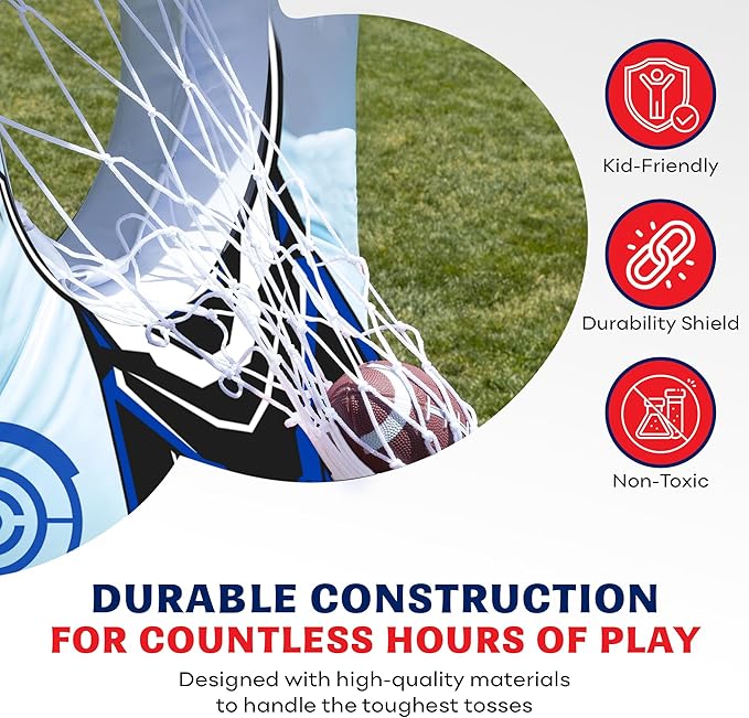 Inflatable Football Target – Double-Sided Toss Training Game with Mini Footballs – Super Bowl Party Game for Kids and Adults – Indoor & Outdoor Backyard Fun – 65 Inch