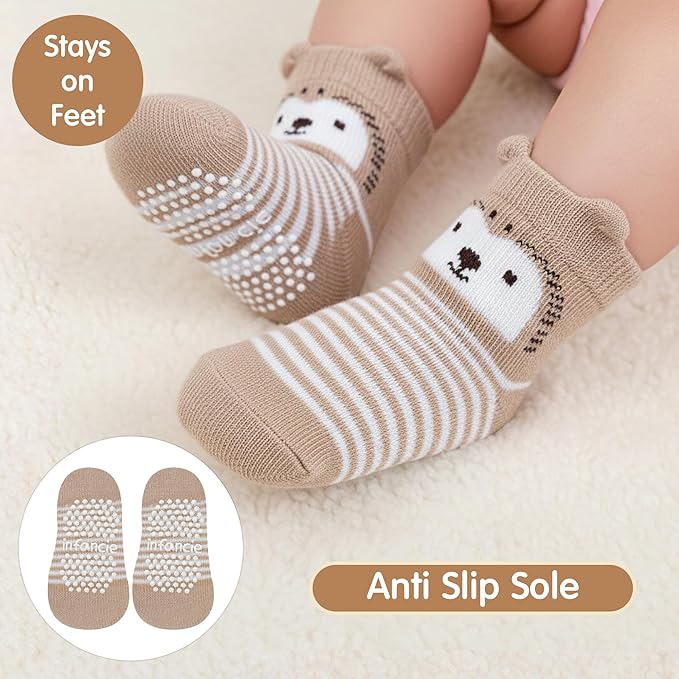 Organic Cotton Baby Socks 0-6 Months Soft for Infants Breathable, Newborn Socks Girls boys Animal Design