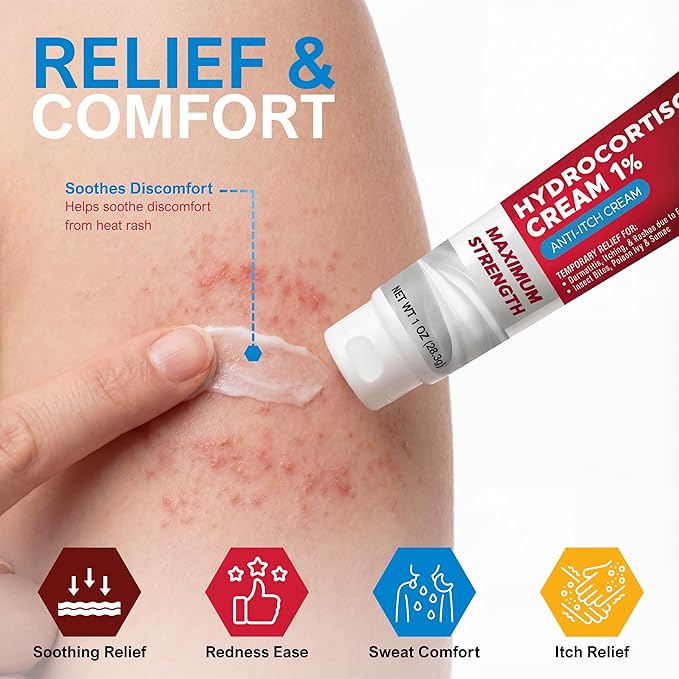 MED Pride Hydro Cortisone (Hydrocortisone) Cream 1% OTC Bulk Pack of 4 X 1 Oz Anti-Itch Ointment for Rash, Eczema, Bug Bites