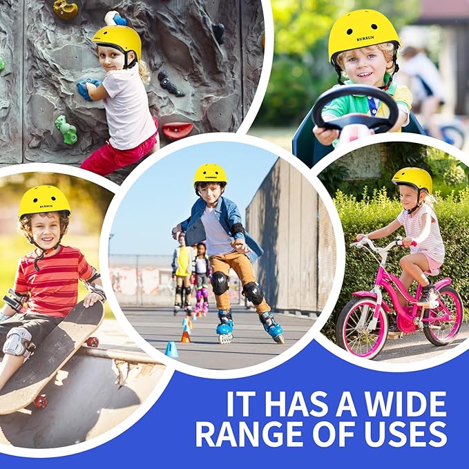 BURSUN Kids Bike Helmet Ventilation & Adjustable Toddler Helmet for Ages 2-14 Kids Boys Girls Multi-Sport Helmet for Skateboard Roller Skateing Bicycle Scooter blance Bike