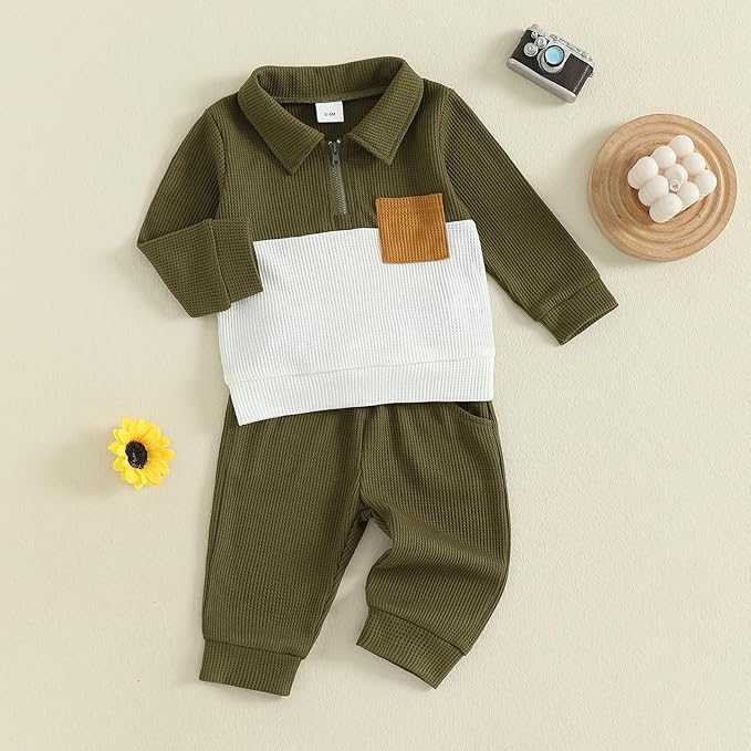 Baby Boy Toddler Fall Outfit Striped Sweatshirt Toddler Boy Winter Waffle Clothes 3 6 12 18 Months 2 3 T Pant Set
