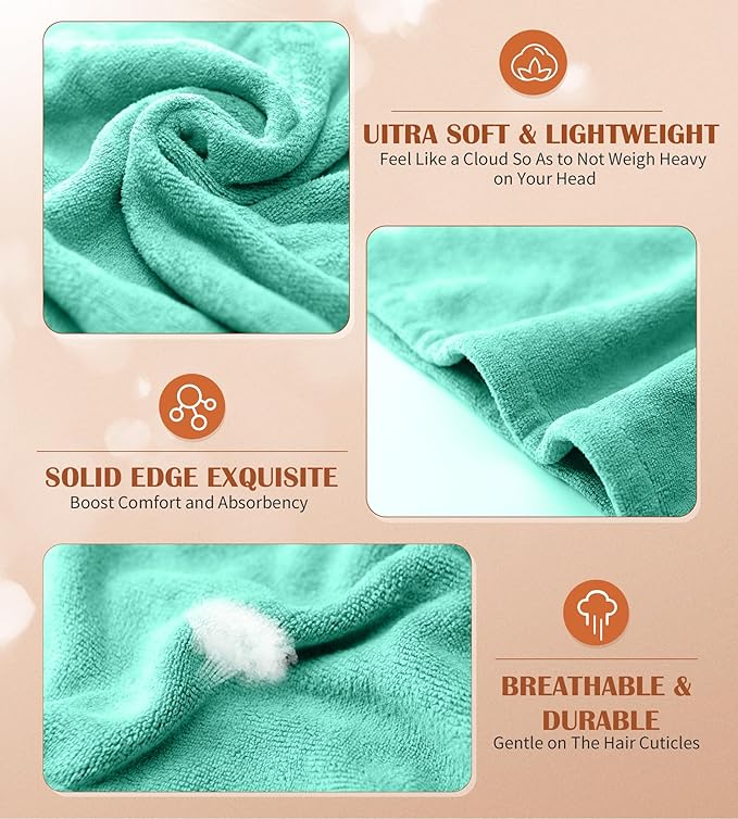 POPCHOSE Microfiber Hair Towel Wrap, Stocking Stuffers for Women, 3 Packs Fast Drying Hair Turbans, Super Absorbent Hair Towel for Women, Anti Frizz Hair Wrap Towels Wet, Curly, Longer, Thicker Hair