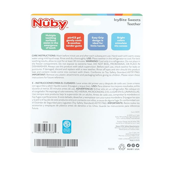 Nuby ICY Gel Teether Ring, Popsicle, Donut and Ice Cream - 3+ Months