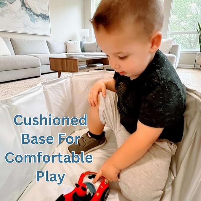OhSoBig Collapsible Toddler Baby Bathtub - Foldable Portable Tub for Shower & Home, Non-Slip Base with Cushioned Bottom, Drain Plug, Space-Saving & Travel Bath Tub