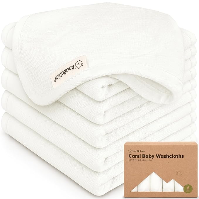 6-Pack Cotton Baby Washcloths for Newborn - Cotton Muslin Soft Wash Cloths for Babies, Infant, Kids, Toddler Towels for Boy, Girl, Super Absorbent Face Cloths, Scratch-Free Baby Rags (Soft White)