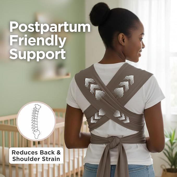 Baby Wrap Carrier - Premium Cotton Baby Carrier Wrap for Newborn to Toddler- Infant Carrier for Babies 8-35 lb - Baby Holder One Size Fits All with Front Pocket by Max&so