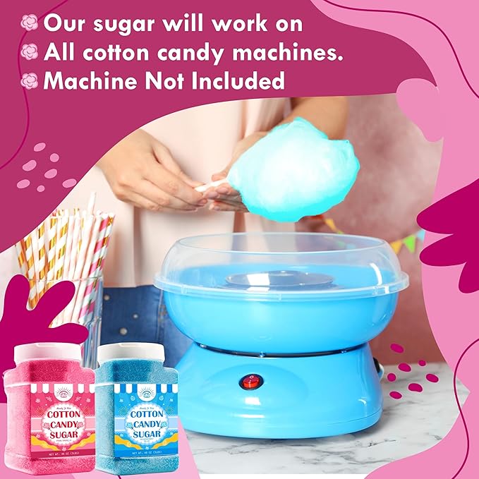 Cotton Candy Floss Sugar Package of 2ct-(Pink Vanilla and Blue Raspberry)-3lb Each Flavor- (2ct-3lb Jars)