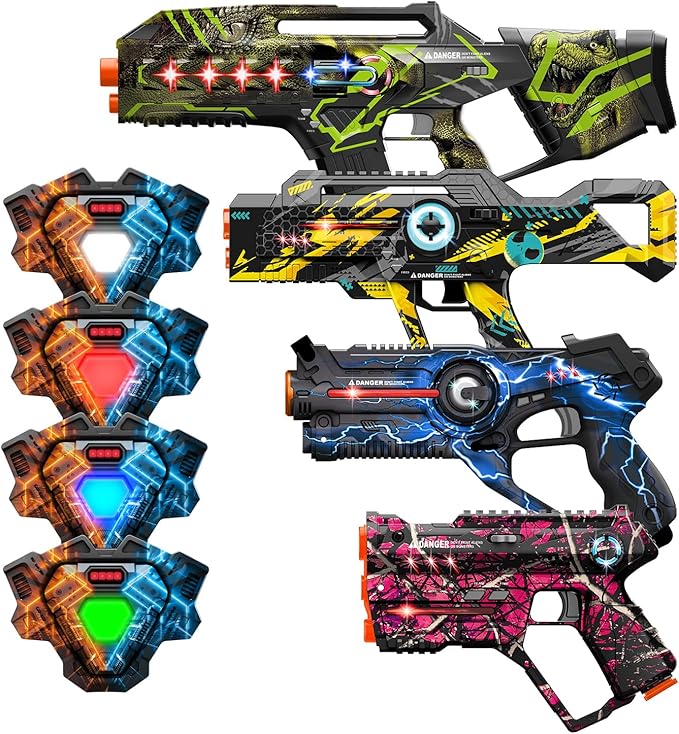 Laser Tag, Lazer Tag Sets with Gun and Vest Set of 4, Gift Ideals for Kids Age 8+ Year Old Cool Toys, Outdoor Game for Teenage Boys, Girls,Adults and Family