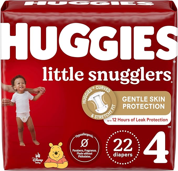 Huggies Size 4 Diapers, Little Snugglers Baby Diapers, Size 4 (22-37 lbs), 22 Count, Packaging May Vary