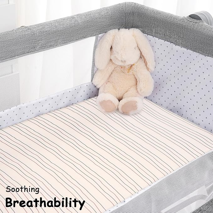 Yoofoss Bassinet Sheets for Baby,3-Pack Fitted Bassinet Sheets Set Compatible with Halo Bassinest Swivel Sleeper,Baby Delight,Angelbliss,Soft Breathable Bassinet Mattress Sheets (Brown+Animals)